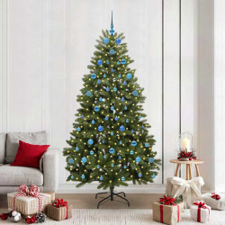 Sztuczna choinka z 300 diodami LED Zielony 210 cm PVC i Metal