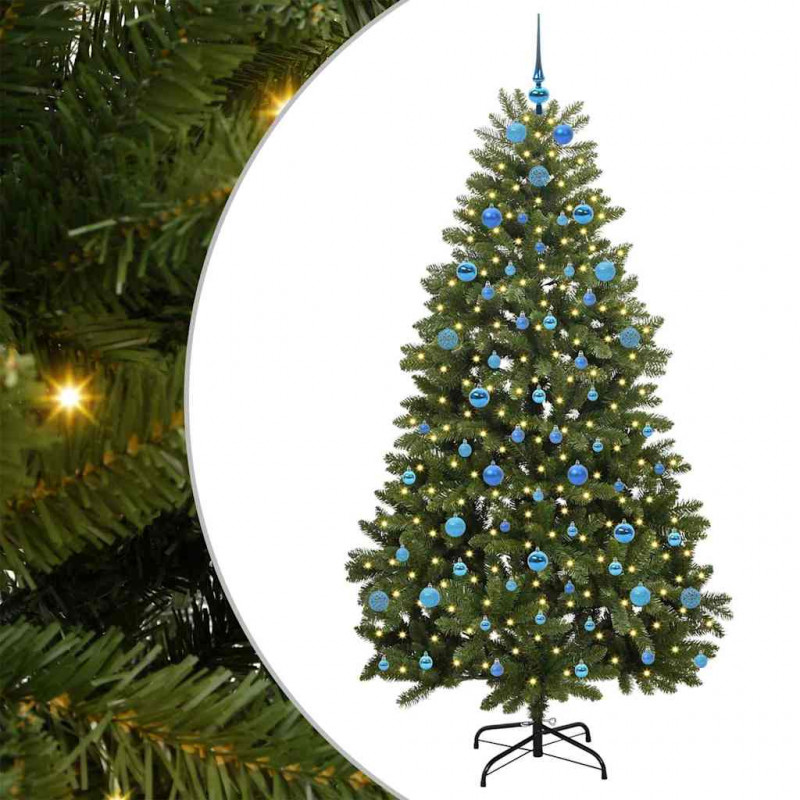 Sztuczna choinka z 300 diodami LED Zielony 210 cm PVC i Metal