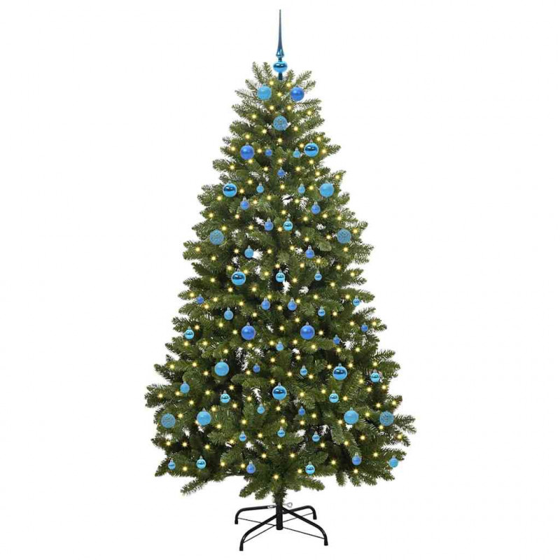 Sztuczna choinka z 300 diodami LED Zielony 210 cm PVC i Metal