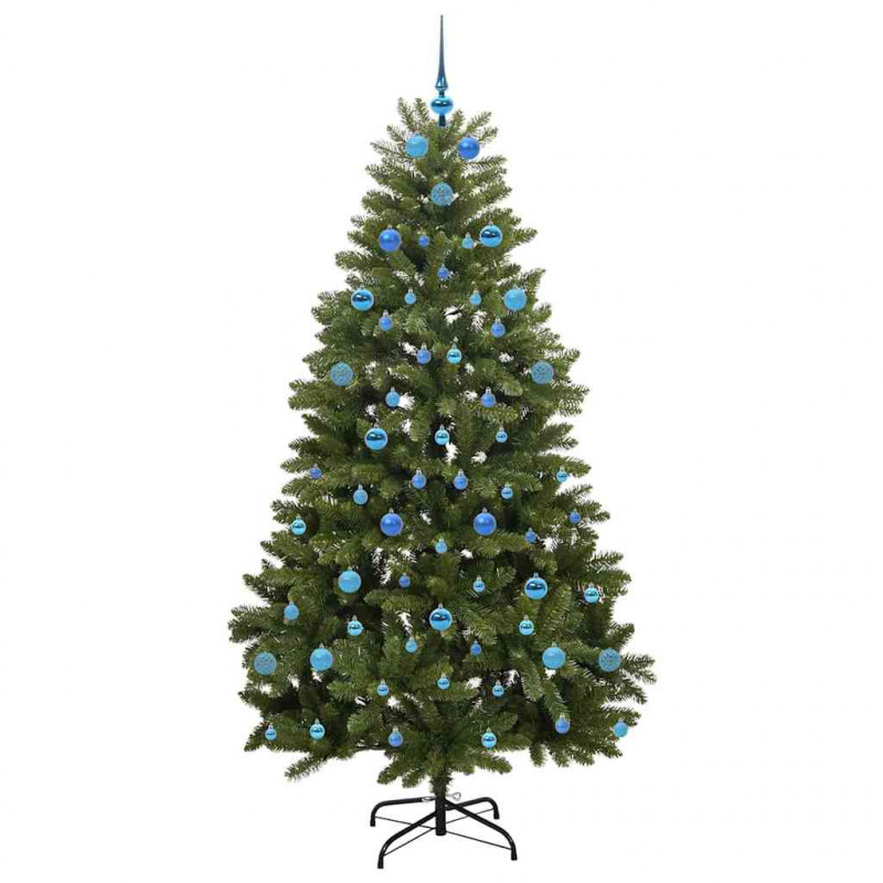 Sztuczna choinka z 300 diodami LED Zielony 210 cm PVC i Metal