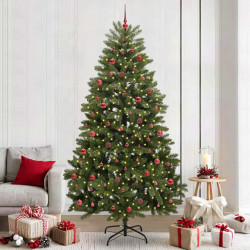 Sztuczna choinka z 300 diodami LED Zielony 240 cm PVC i Metal