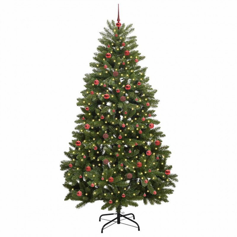 Sztuczna choinka z 300 diodami LED Zielony 240 cm PVC i Metal