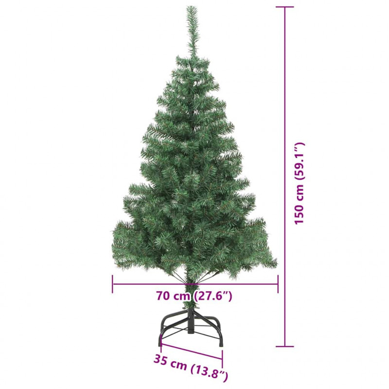 Choinka z 150 diodami LED z podstawą Zielony 150 cm PVC