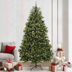 Sztuczna choinka z 300 diodami LED Zielony 240 cm PVC i Metal