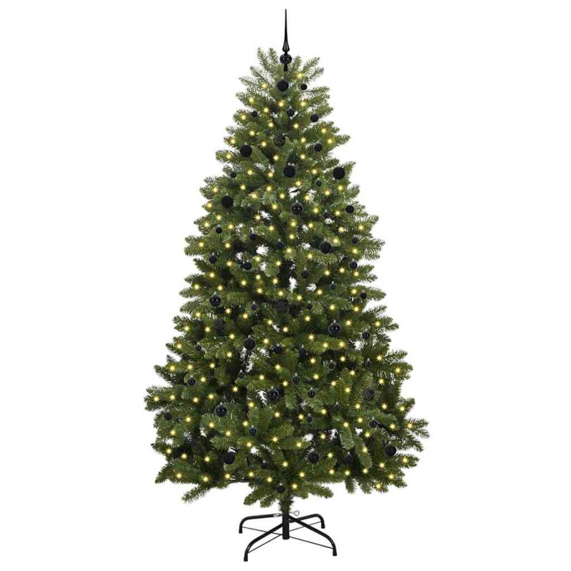 Sztuczna choinka z 300 diodami LED Zielony 240 cm PVC i Metal