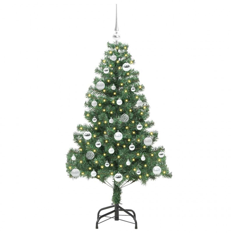 Choinka z 150 diodami LED z podstawą Zielony 150 cm PVC
