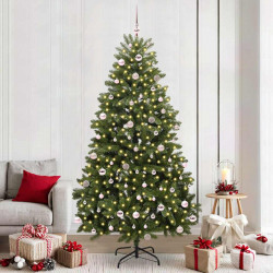 Sztuczna choinka z 300 diodami LED Zielony 240 cm PVC i Metal