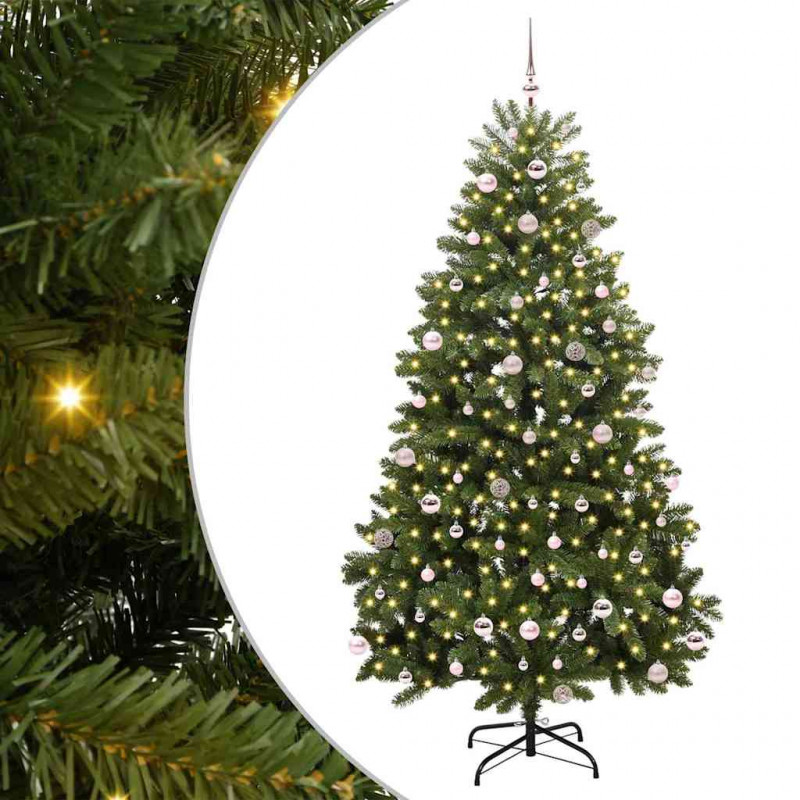 Sztuczna choinka z 300 diodami LED Zielony 240 cm PVC i Metal