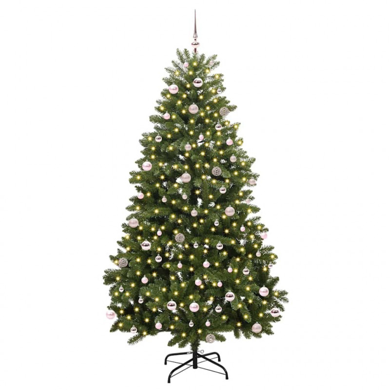 Sztuczna choinka z 300 diodami LED Zielony 240 cm PVC i Metal