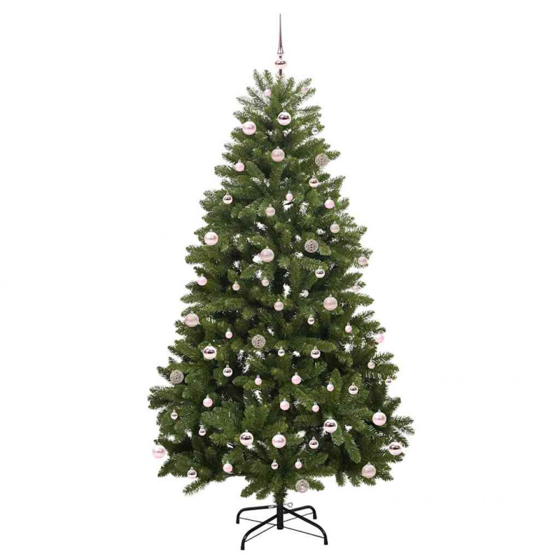 Sztuczna choinka z 300 diodami LED Zielony 240 cm PVC i Metal