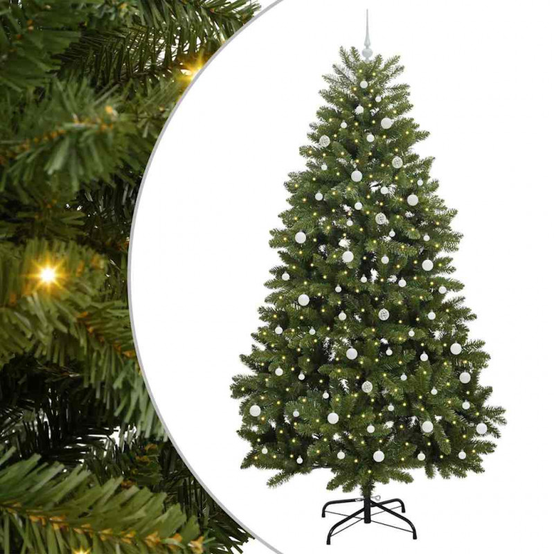 Sztuczna choinka z 300 diodami LED Zielony 240 cm PVC i Metal