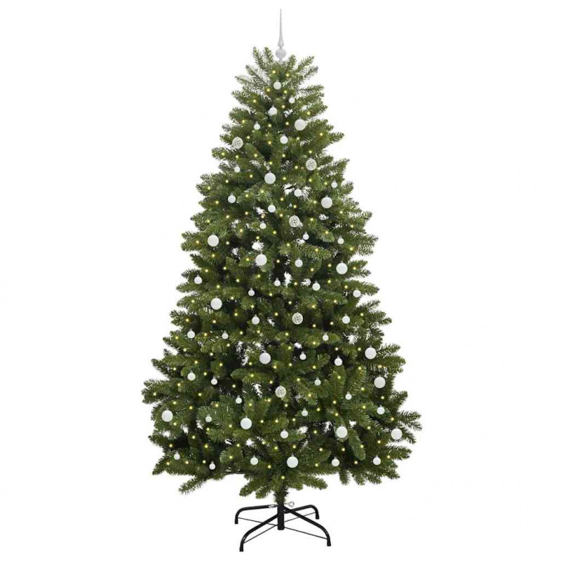 Sztuczna choinka z 300 diodami LED Zielony 240 cm PVC i Metal