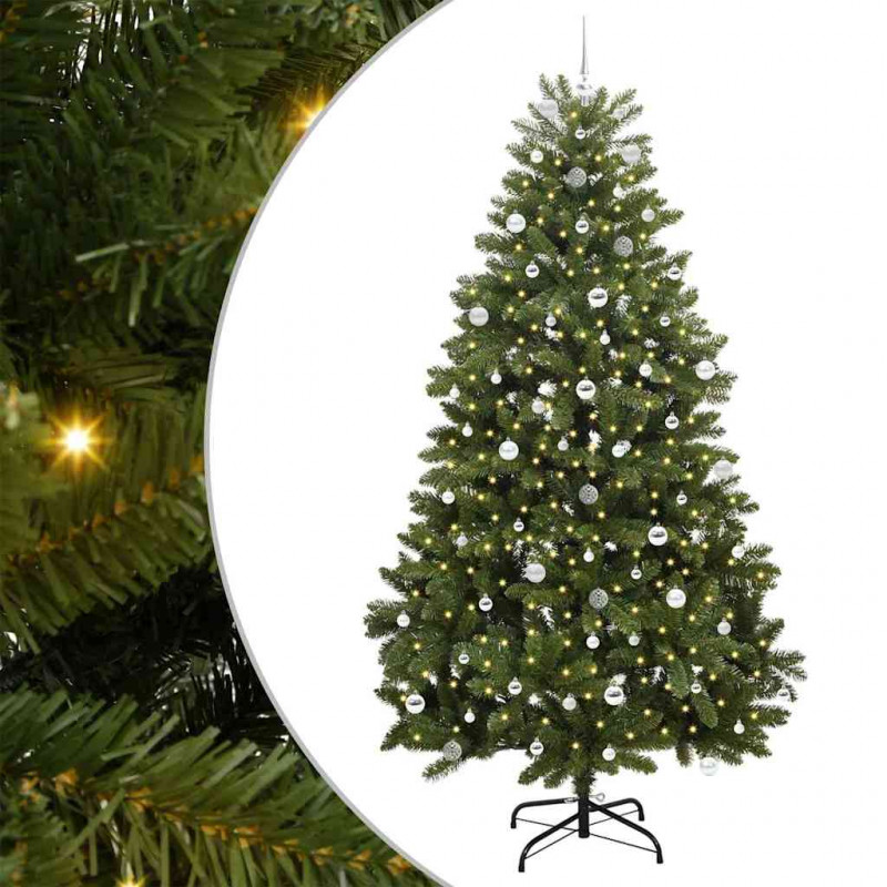 Sztuczna choinka z 300 diodami LED Zielony 240 cm PVC i Metal