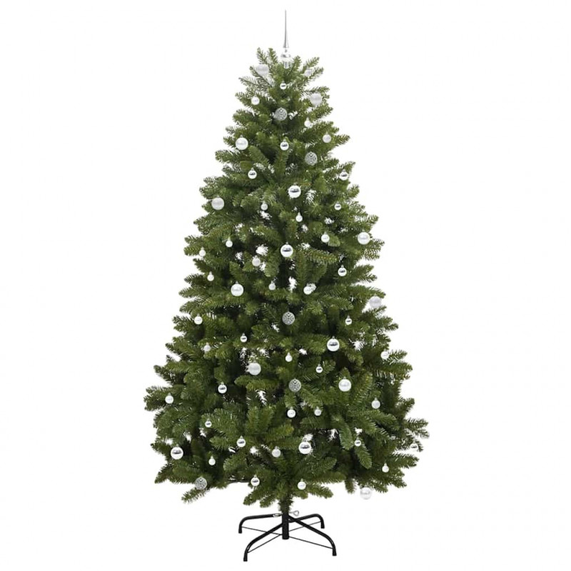 Sztuczna choinka z 300 diodami LED Zielony 240 cm PVC i Metal