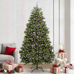 Sztuczna choinka z 300 diodami LED Zielony 240 cm PVC i Metal