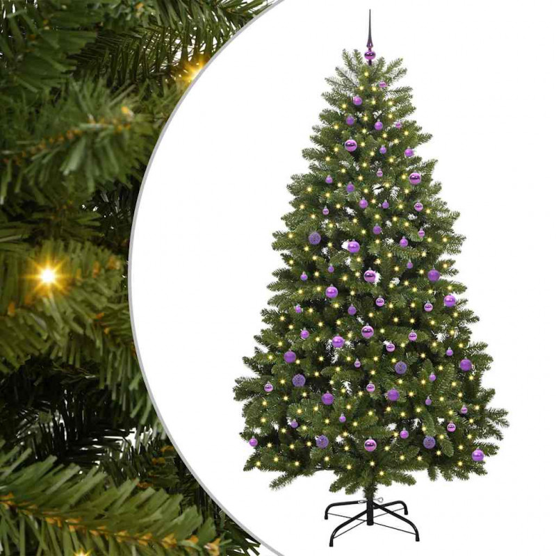 Sztuczna choinka z 300 diodami LED Zielony 240 cm PVC i Metal