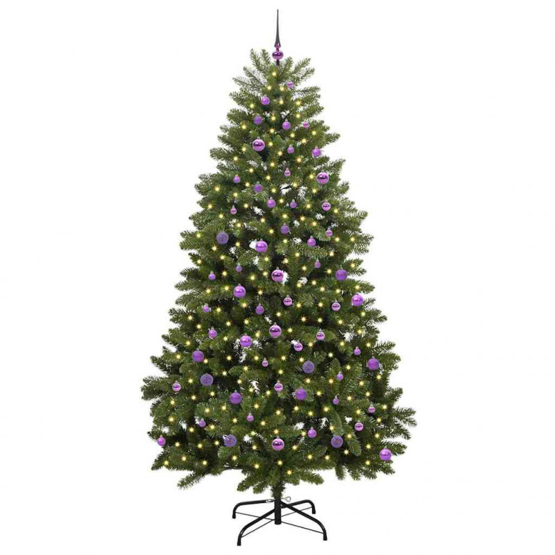Sztuczna choinka z 300 diodami LED Zielony 240 cm PVC i Metal