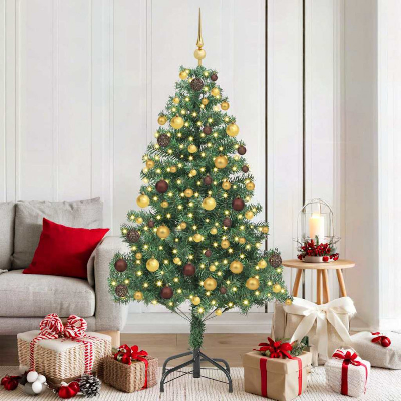 Choinka z 300 diodami LED z podstawą Zielony 180 cm PVC