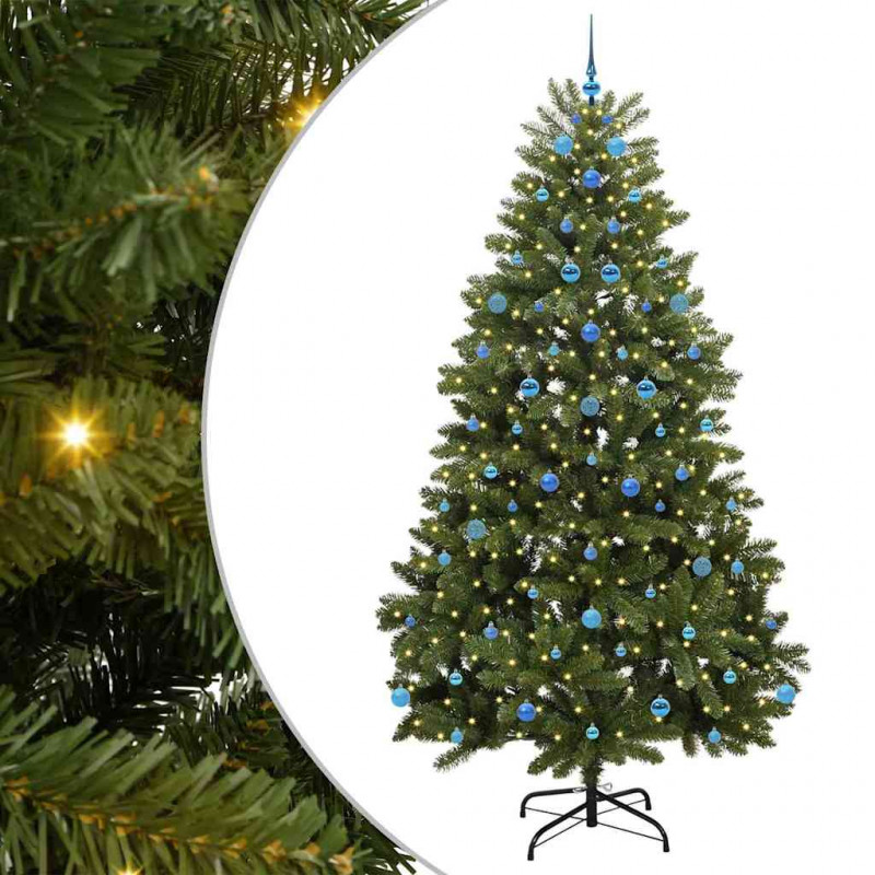 Sztuczna choinka z 300 diodami LED Zielony 240 cm PVC i Metal