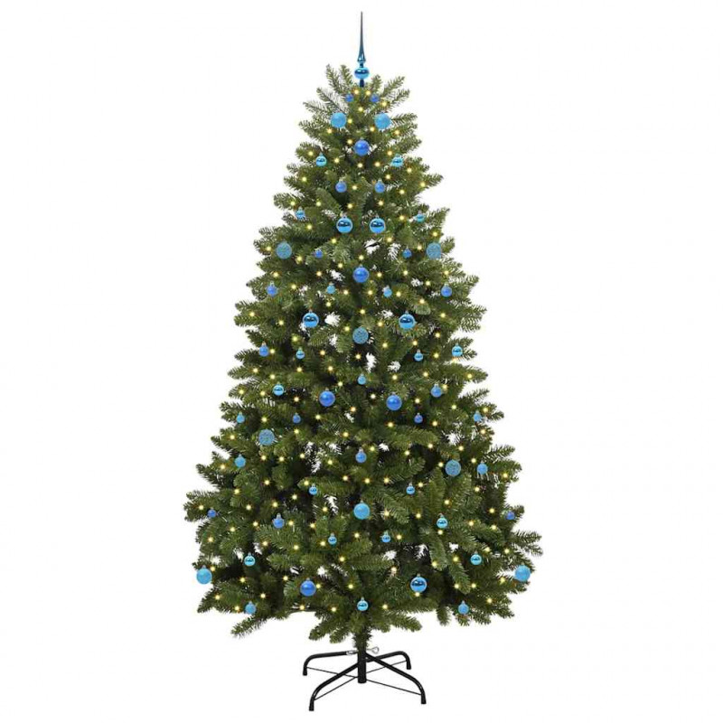 Sztuczna choinka z 300 diodami LED Zielony 240 cm PVC i Metal