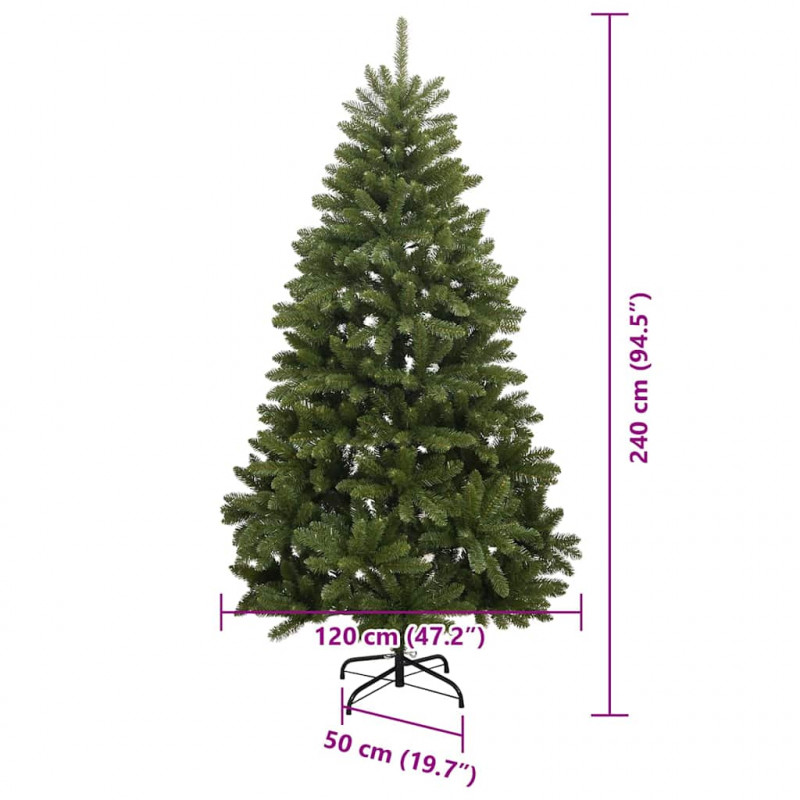 Sztuczna choinka z 300 diodami LED Zielony 240 cm PVC i Metal
