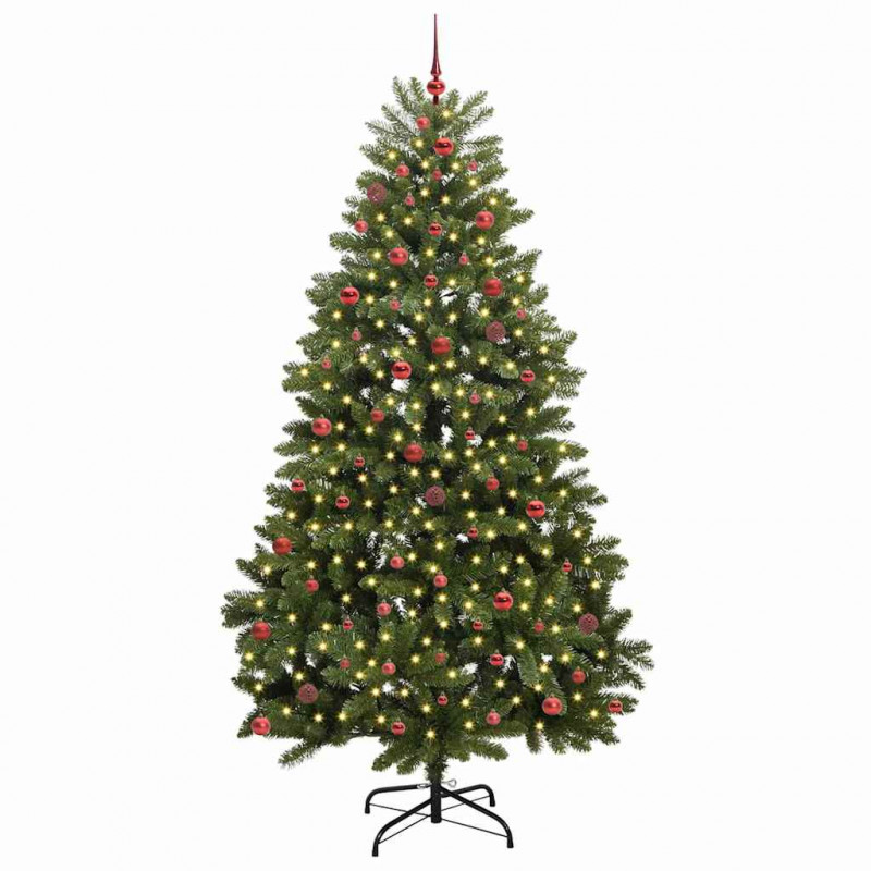 Sztuczna choinka z 300 diodami LED Zielony 270 cm PVC i Metal