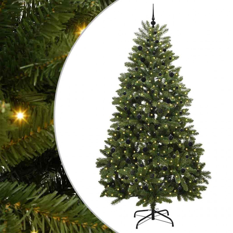 Sztuczna choinka z 300 diodami LED Zielony 270 cm PVC i Metal