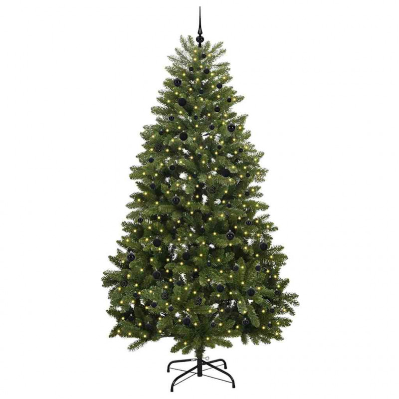 Sztuczna choinka z 300 diodami LED Zielony 270 cm PVC i Metal