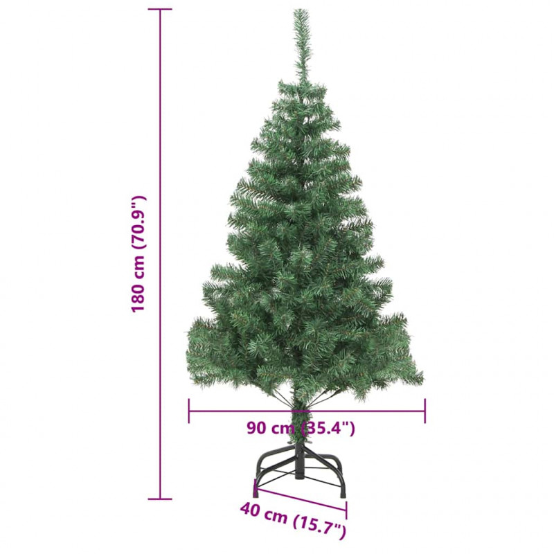 Choinka z 300 diodami LED z podstawą Zielony 180 cm PVC