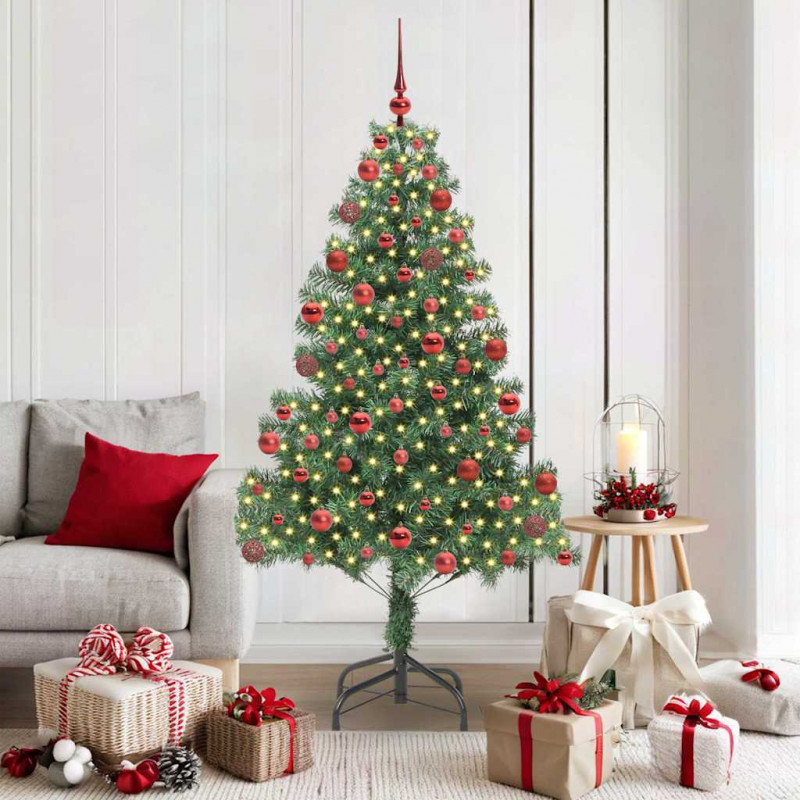Choinka z 300 diodami LED z podstawą Zielony 180 cm PVC