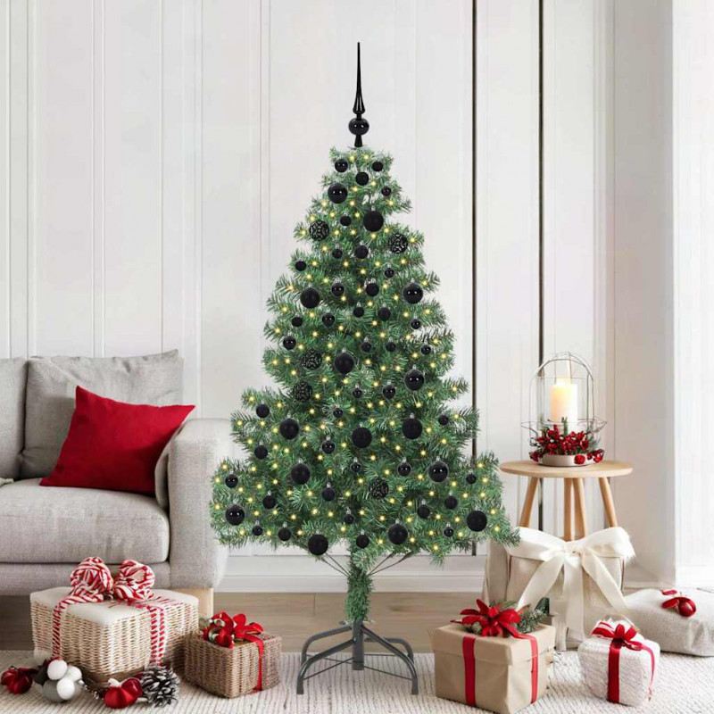 Choinka z 300 diodami LED z podstawą Zielony 180 cm PVC