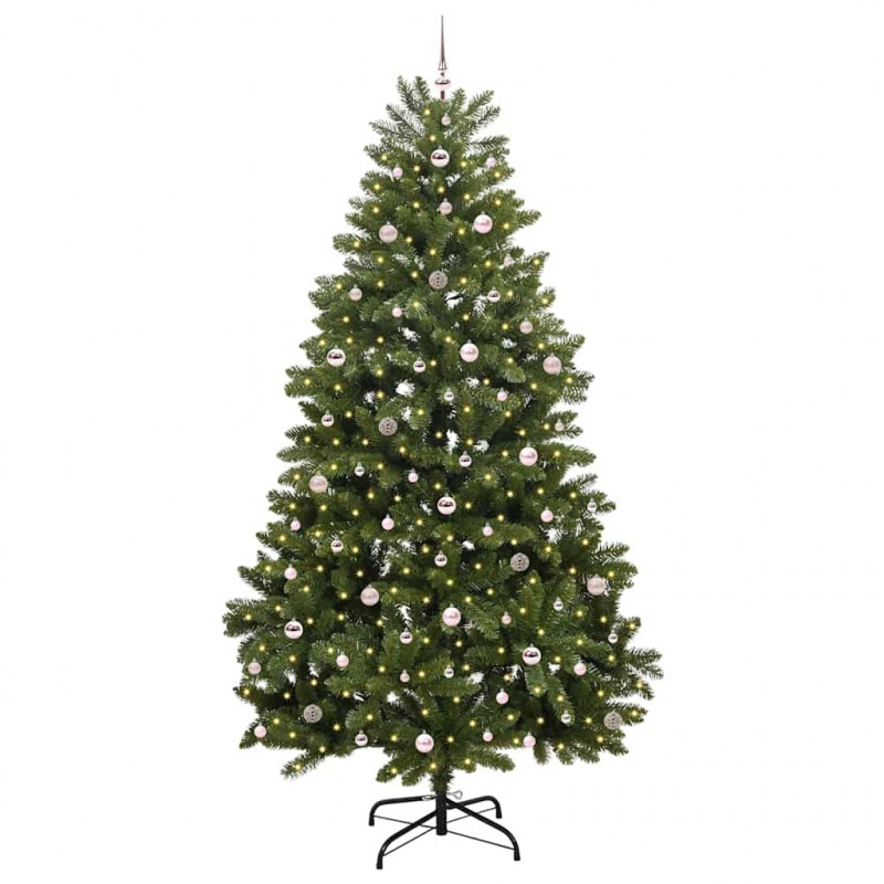 Sztuczna choinka z 300 diodami LED Zielony 270 cm PVC i Metal