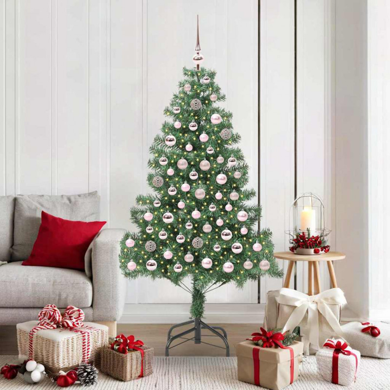 Choinka z 300 diodami LED z podstawą Zielony 180 cm PVC
