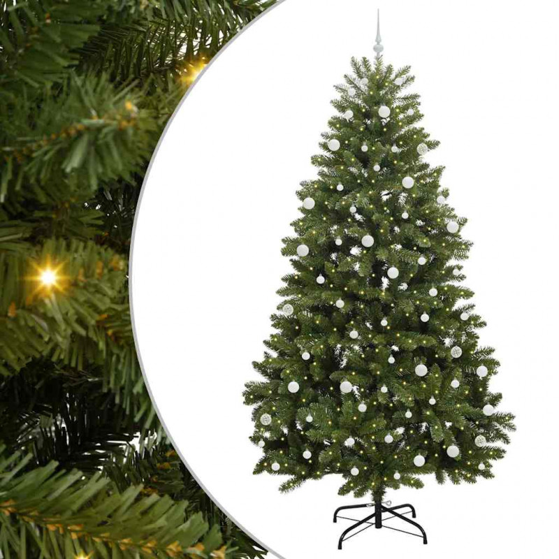 Sztuczna choinka z 300 diodami LED Zielony 270 cm PVC i Metal