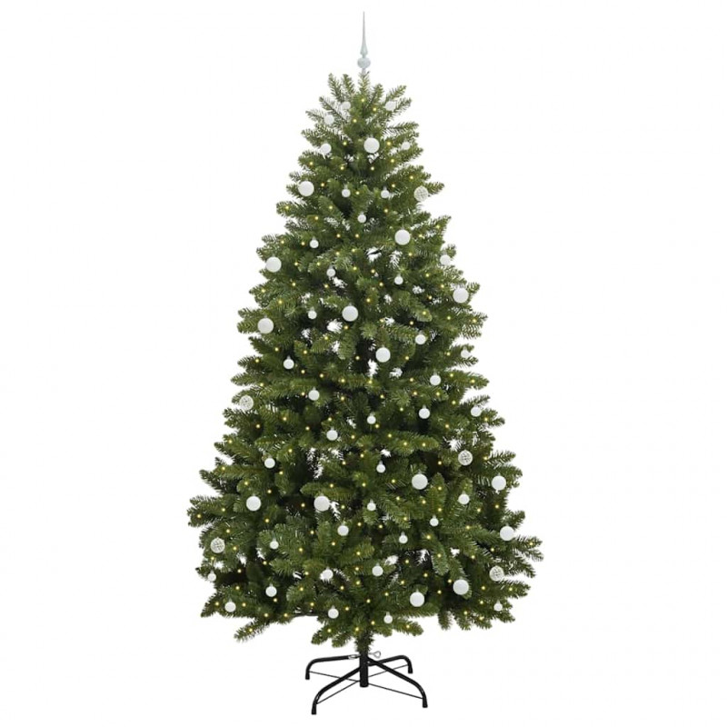 Sztuczna choinka z 300 diodami LED Zielony 270 cm PVC i Metal