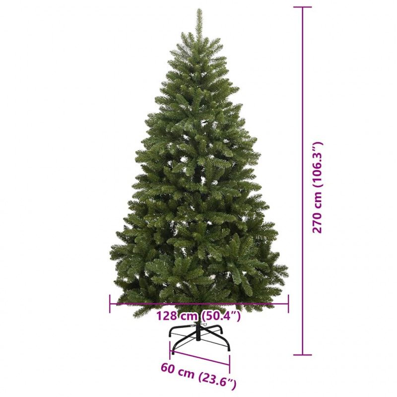 Sztuczna choinka z 300 diodami LED Zielony 270 cm PVC i Metal