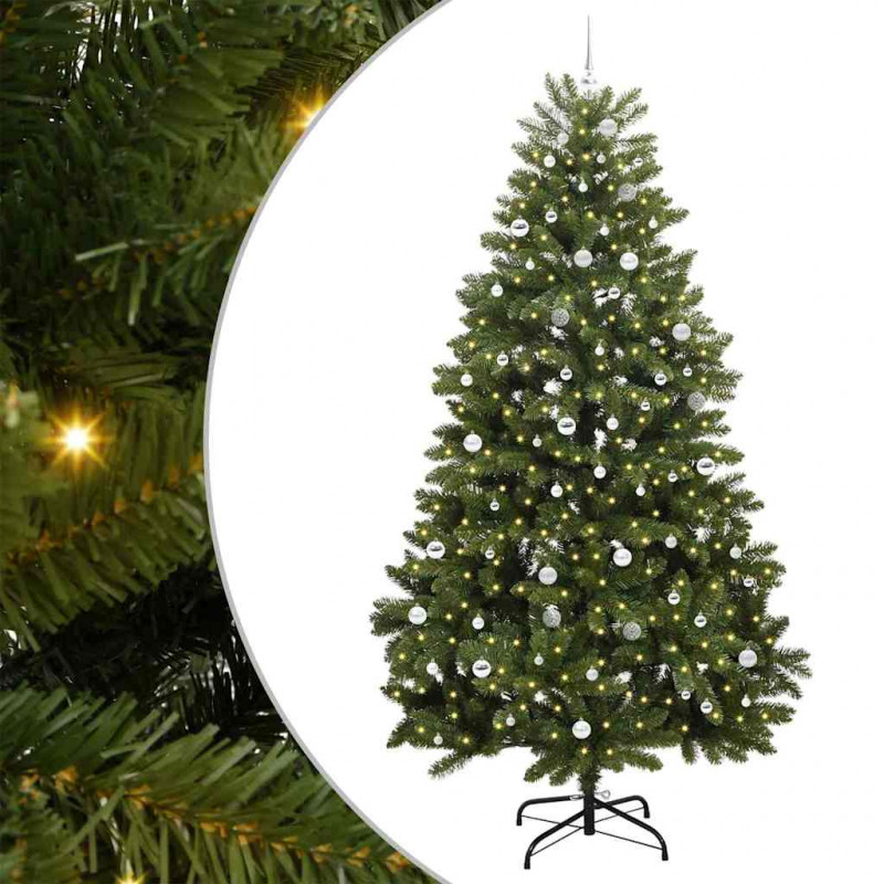 Sztuczna choinka z 300 diodami LED Zielony 270 cm PVC i Metal