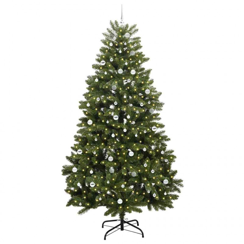 Sztuczna choinka z 300 diodami LED Zielony 270 cm PVC i Metal