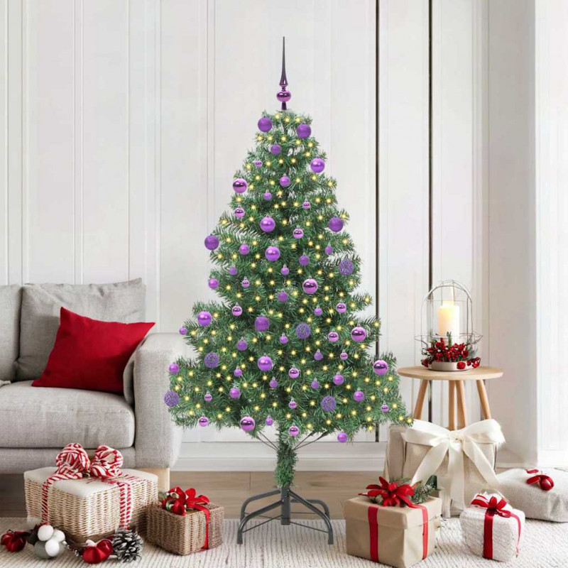 Choinka z 300 diodami LED z podstawą Zielony 180 cm PVC