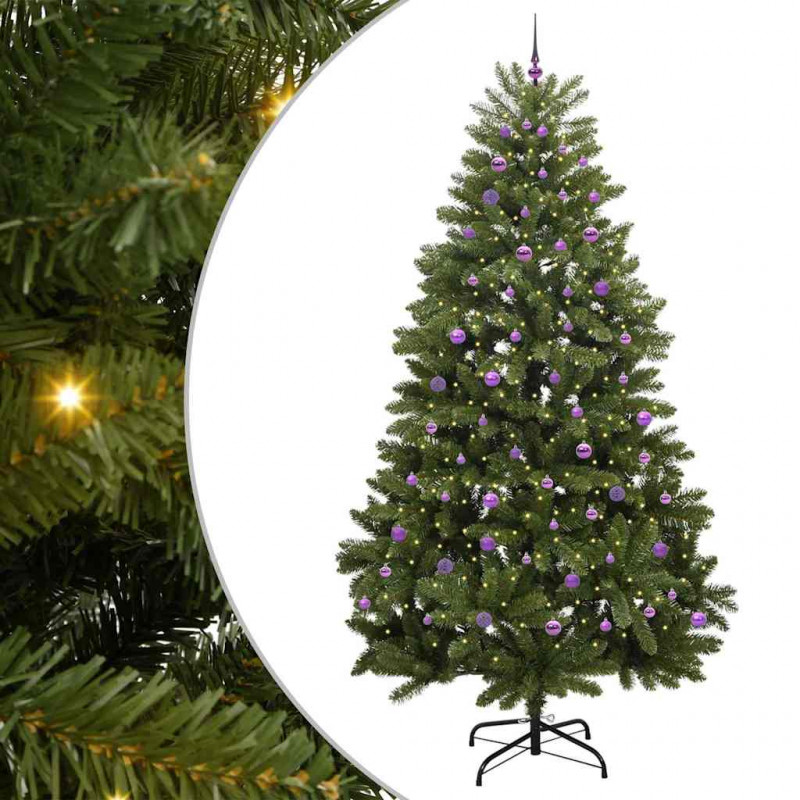 Sztuczna choinka z 300 diodami LED Zielony 270 cm PVC i Metal