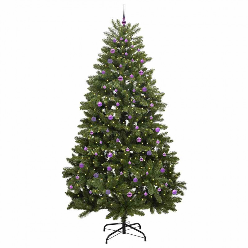 Sztuczna choinka z 300 diodami LED Zielony 270 cm PVC i Metal