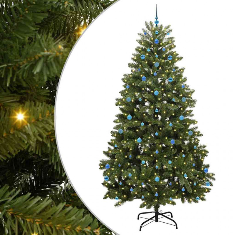 Sztuczna choinka z 300 diodami LED Zielony 270 cm PVC i Metal