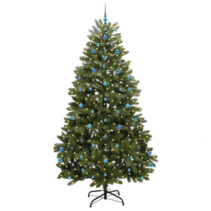 Sztuczna choinka z 300 diodami LED Zielony 270 cm PVC i Metal