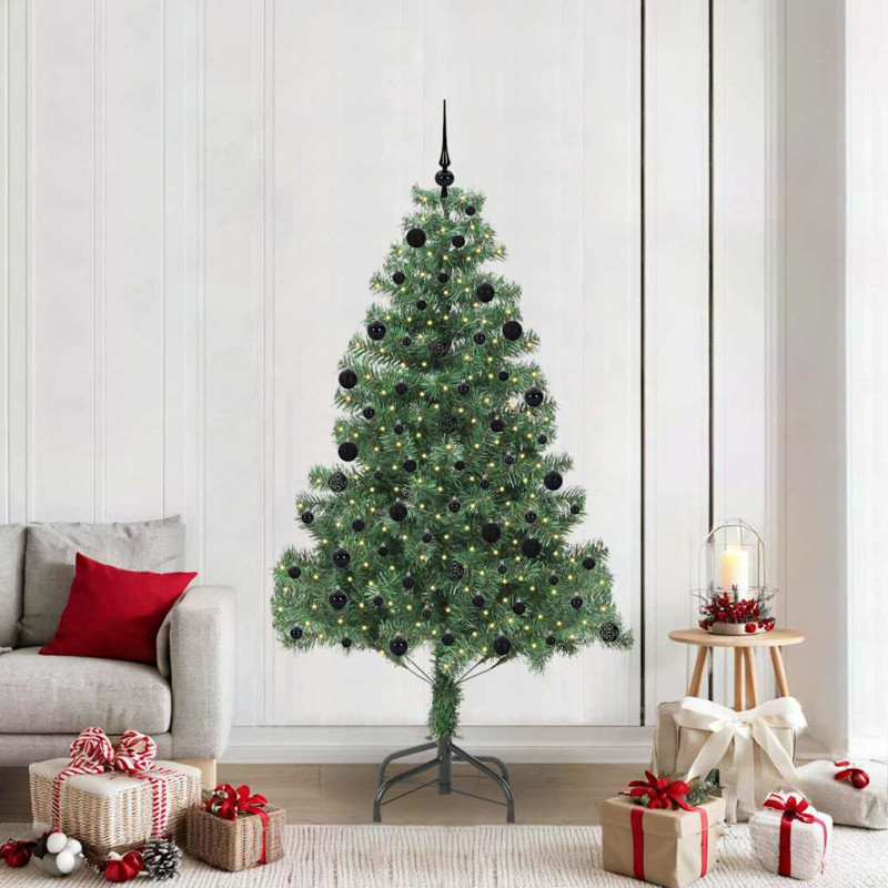 Choinka z 300 diodami LED z podstawą Zielony 210 cm PVC