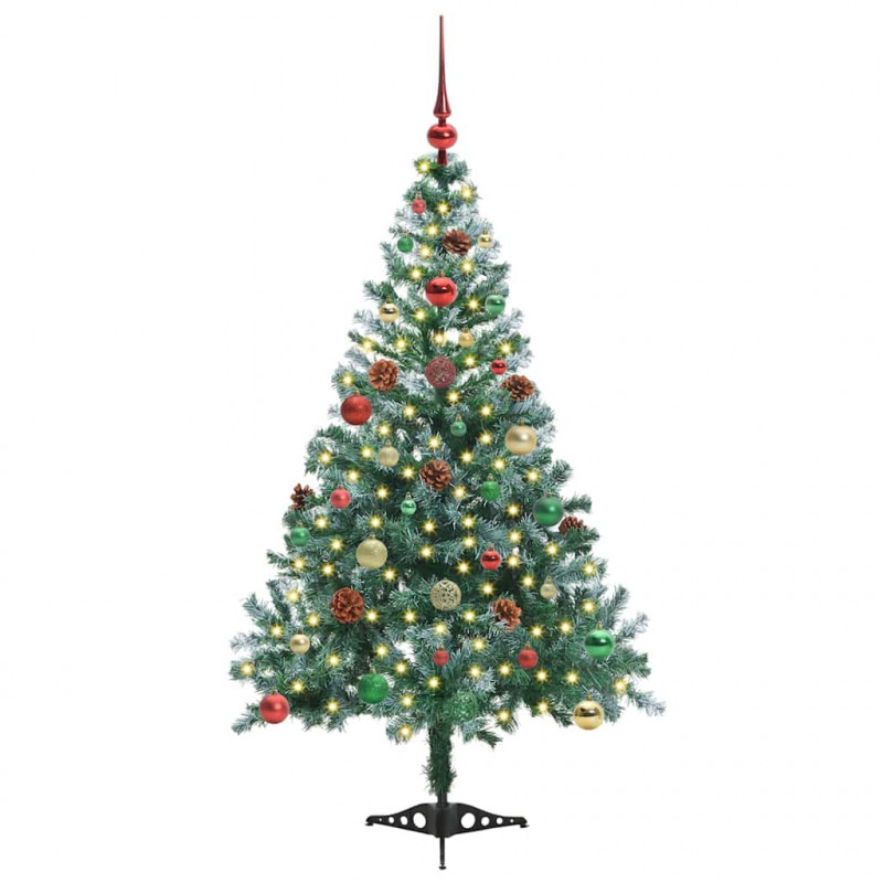Sztuczna choinka z 150 diodami LED Zielony 150 cm PVC i stal
