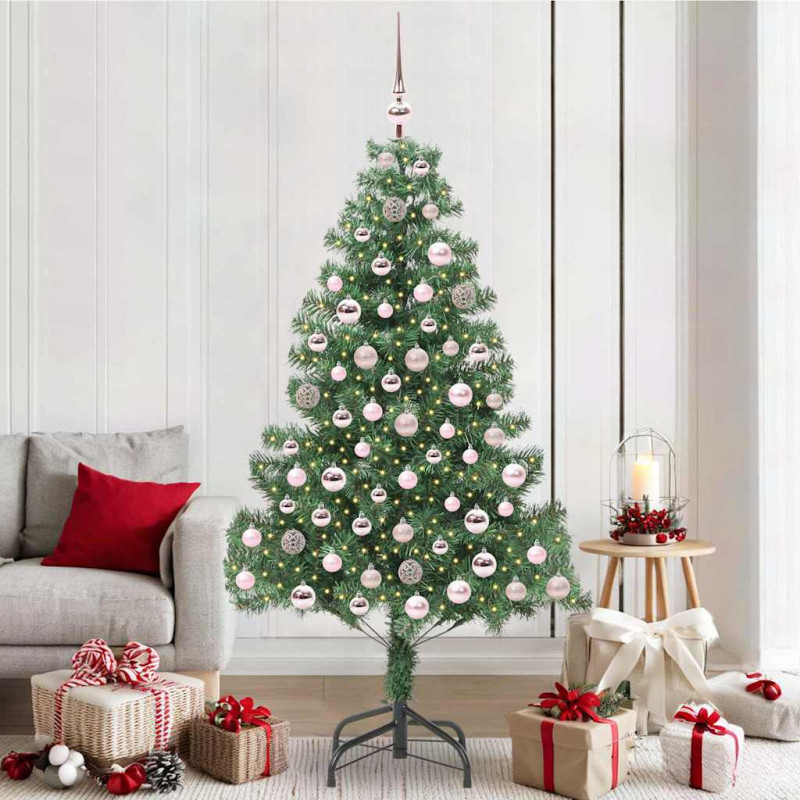 Choinka z 300 diodami LED z podstawą Zielony 210 cm PVC