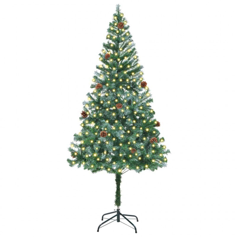 Sztuczna choinka z 300 diodami LED Zielony 180 cm PVC i stal