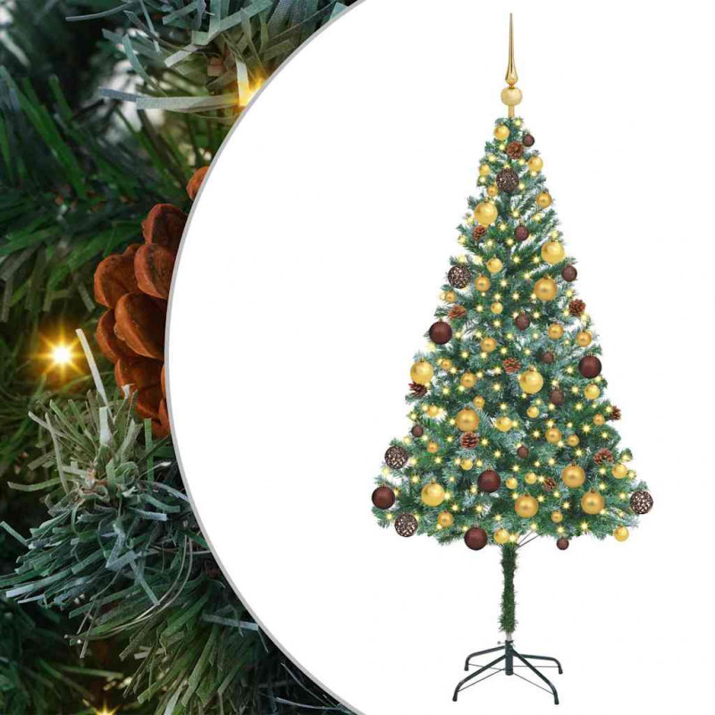 Sztuczna choinka z 300 diodami LED Zielony 180 cm PVC i stal