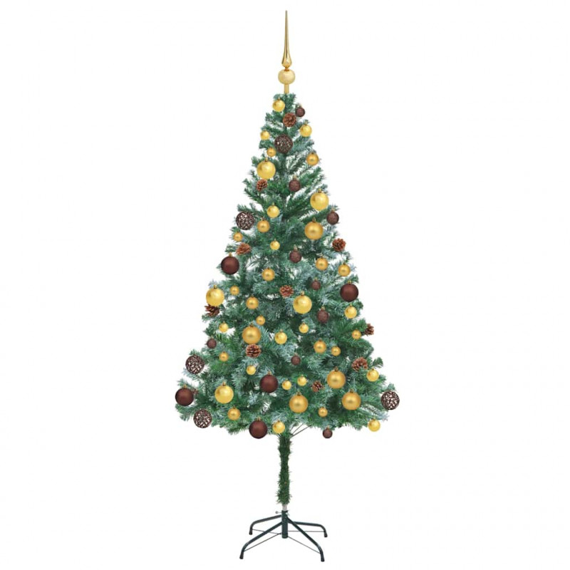 Sztuczna choinka z 300 diodami LED Zielony 180 cm PVC i stal
