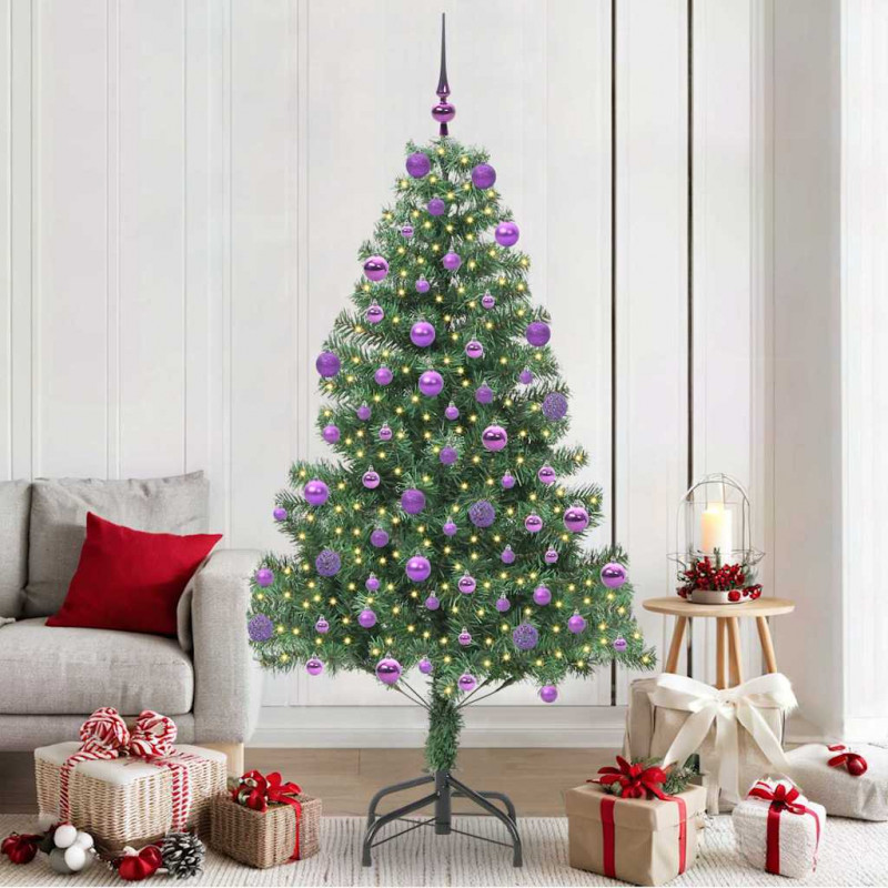 Choinka z 300 diodami LED z podstawą Zielony 210 cm PVC